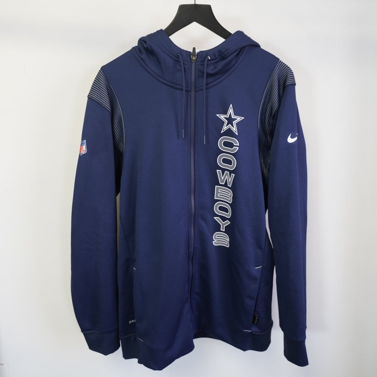 (L) Dallas Cowboys Nike Dri-Fit NFL on Field Hoodie Men's L Navy Blue Retro Full Zip
