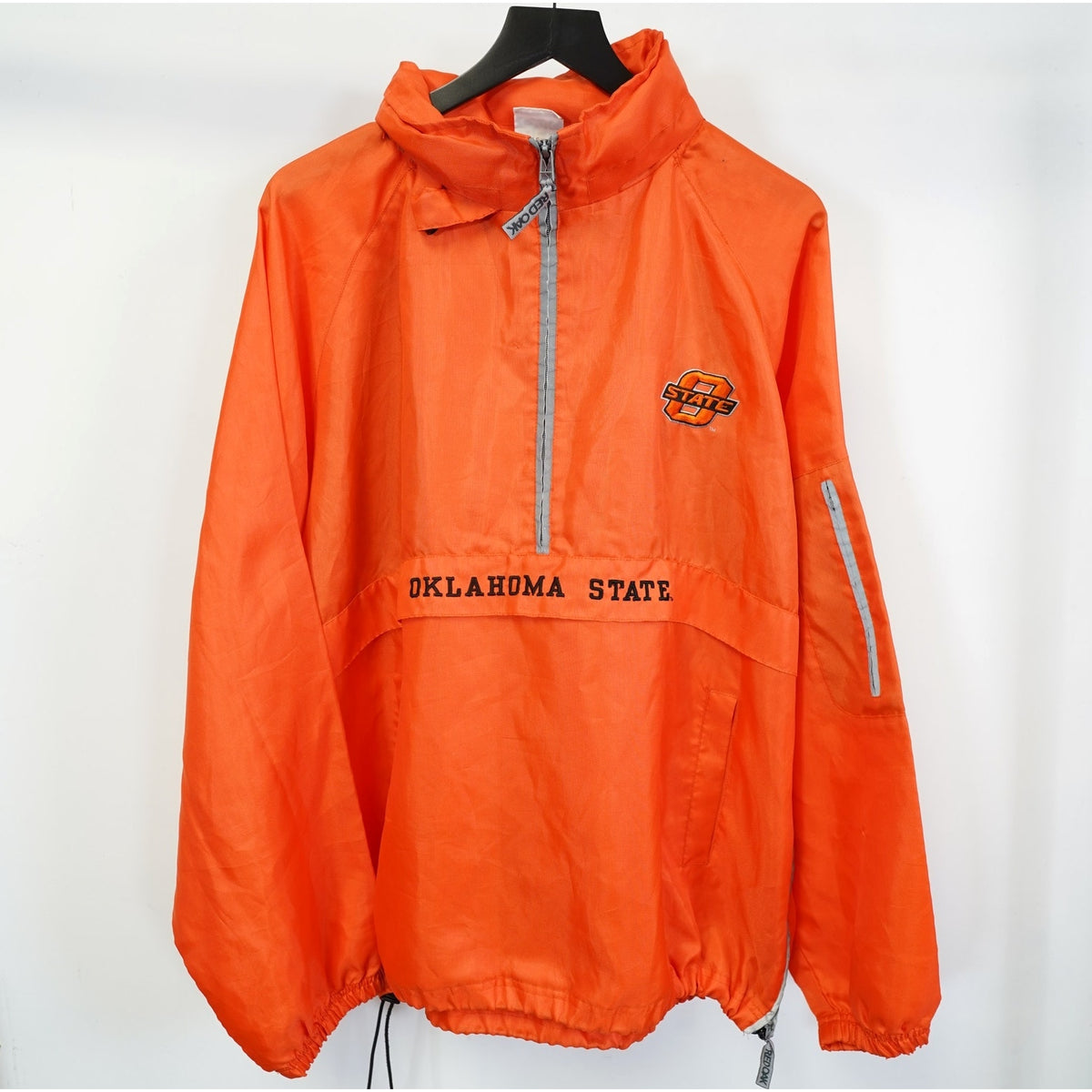 (XL) Oklahoma State Cowboys 1/4 Zip Windbreaker Jacket Men's XL Orange Red Oak