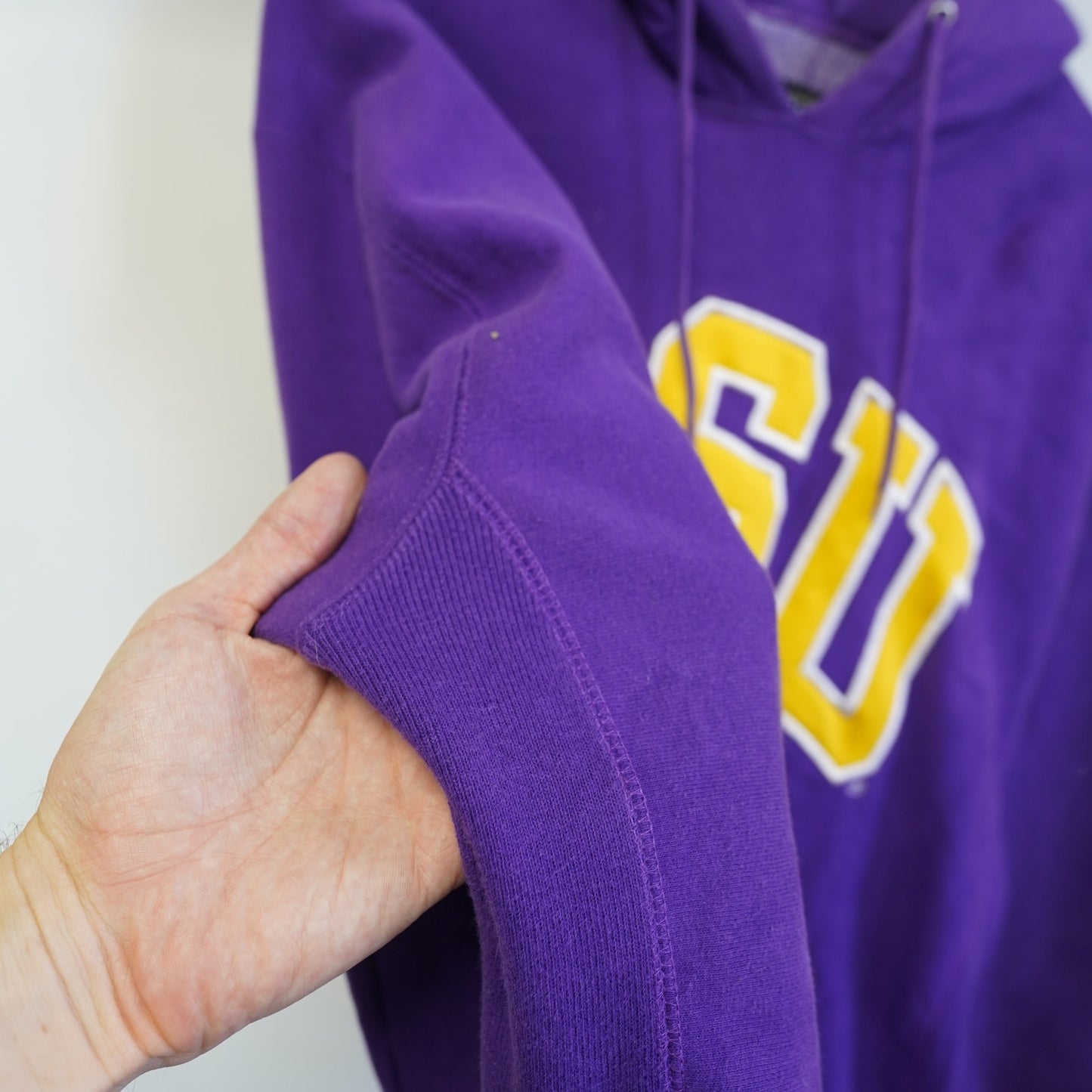 Vtg LSU Tigers Sewn Reverse Weave Hoodie Men's L Purple Yellow Steve & Barry's