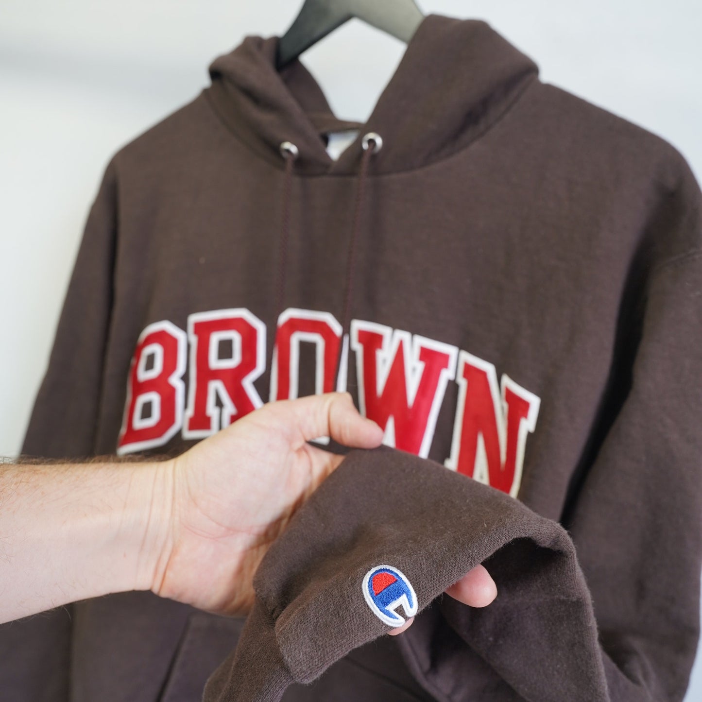 (M) Vintage Brown University Bears Embroidered Champion Hoodie Men's M Brown Red