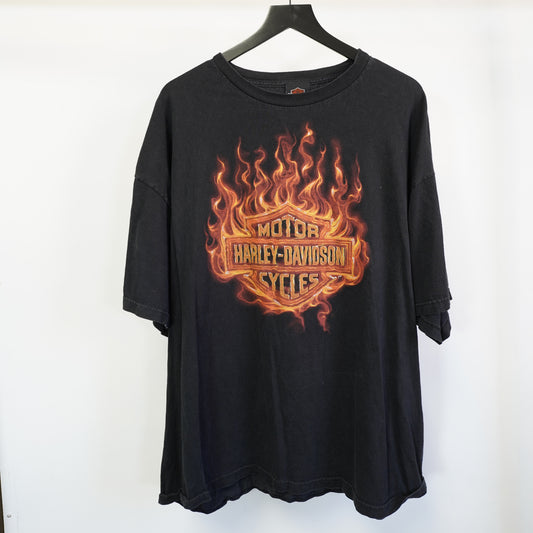 (3XL) Harley-Davidson Powder Keg Mason OH Flame Graphic T-Shirt Black Mens 3XL
