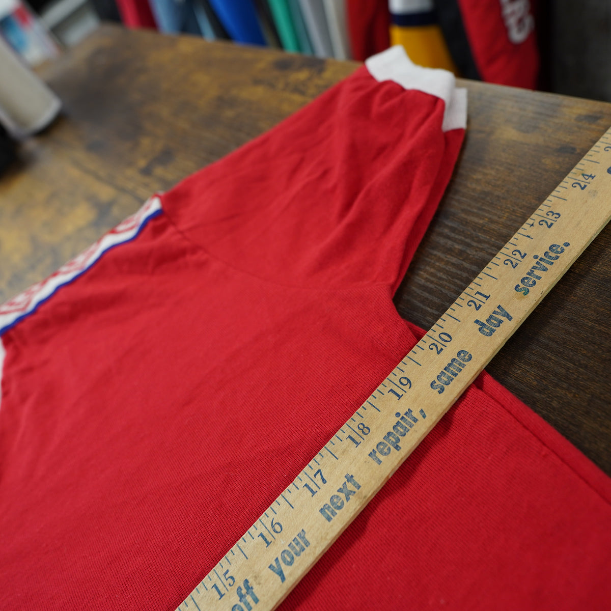 (M) Vintage 80s Umbro Soccer Jersey Red V-Neck Diamond Tape Men's Medium