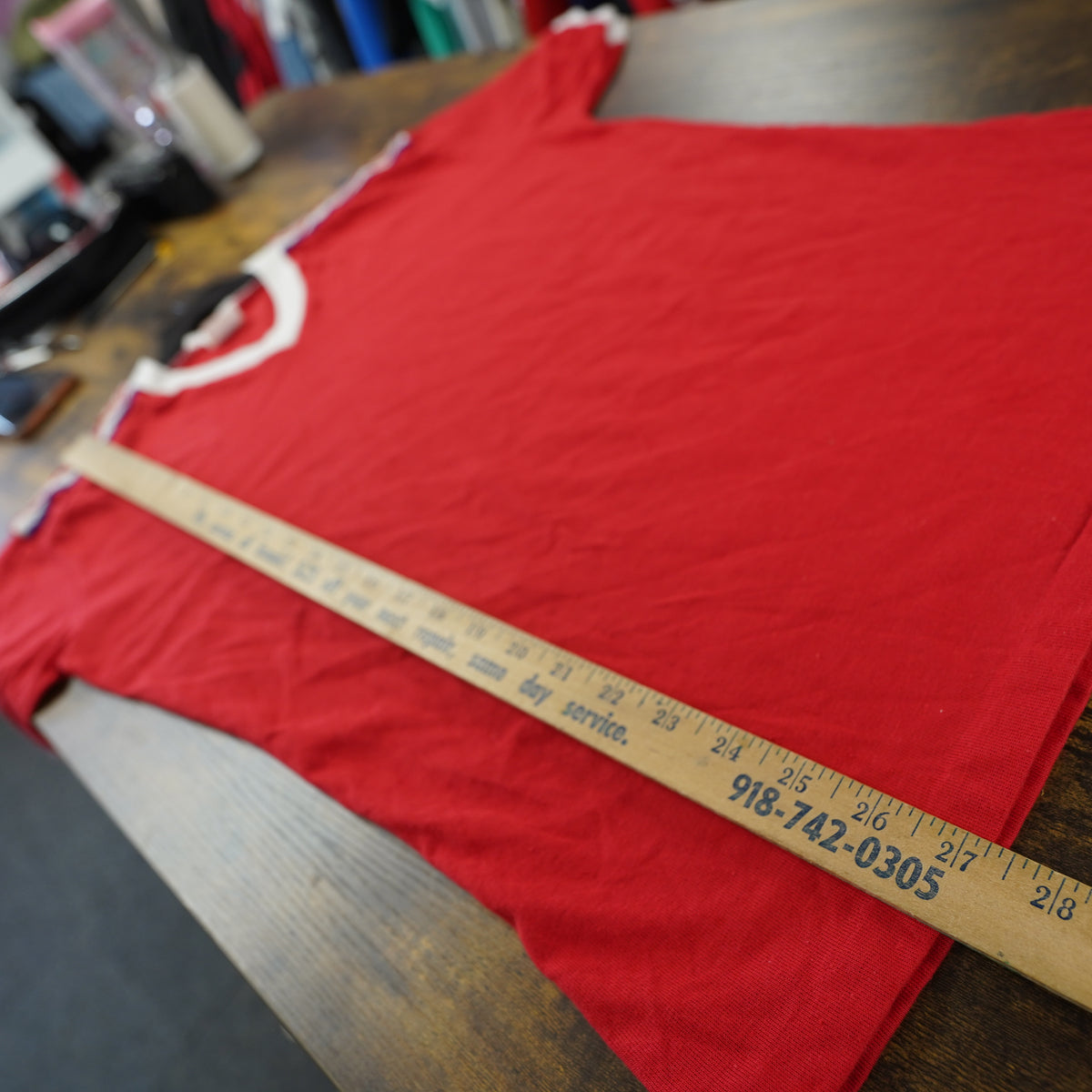 (M) Vintage 80s Umbro Soccer Jersey Red V-Neck Diamond Tape Men's Medium