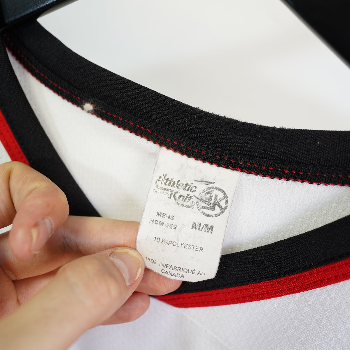 (M) Vintage Athletic Knit Hercules 88 Hockey Jersey Mens Medium White Red Black Sewn