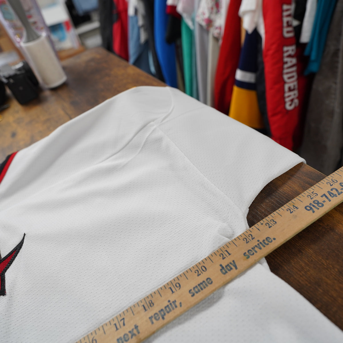 (M) Vintage Athletic Knit Hercules 88 Hockey Jersey Mens Medium White Red Black Sewn