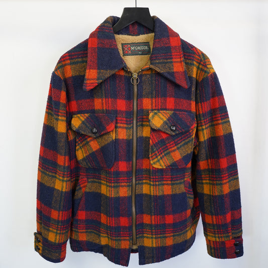 (M/L) Vintage 60s 70s McGregor Sherpa Lined Wool Plaid Jacket Mens 42 Large