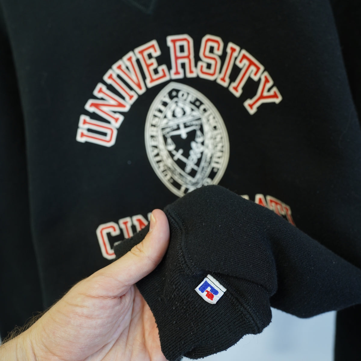 (L) Vintage 90s Russell Athletic University of Cincinnati Sweatshirt Black Large