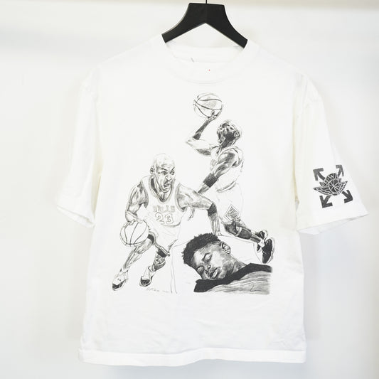 (M) Off-White x Jordan Brand Philip Burke Hoop Heroes White T-Shirt Mens M