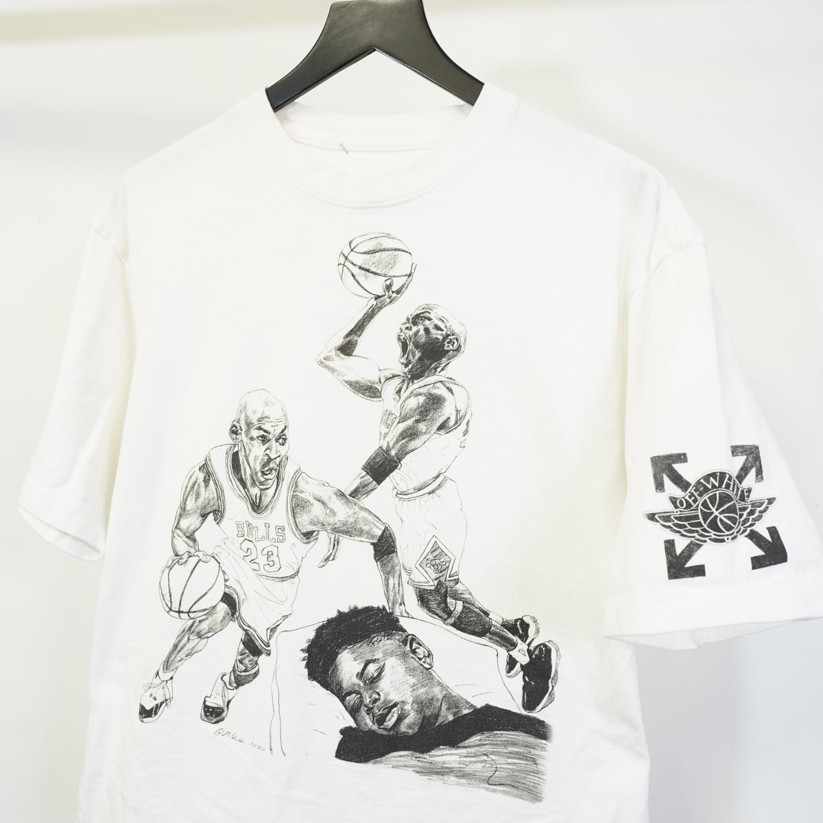 (M) Off-White x Jordan Brand Philip Burke Hoop Heroes White T-Shirt Mens M