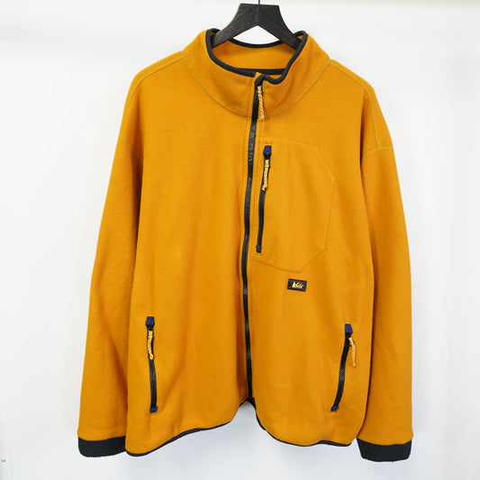 (XXL) REI Mens Full Zip Fleece Jacket Mustard Yellow Gorpcore XXL