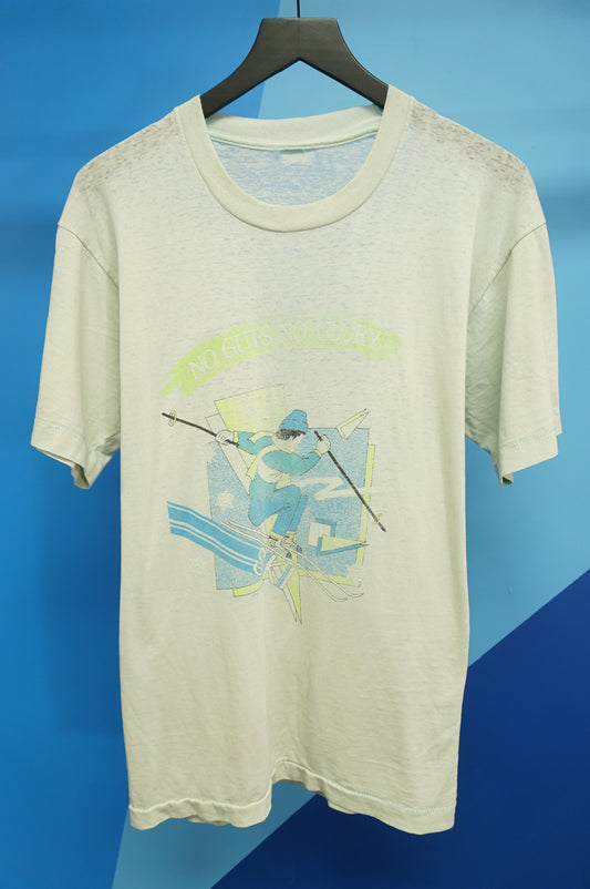 (M) 1989 No Guts No Glory Single Stitch Ski T-Shirt