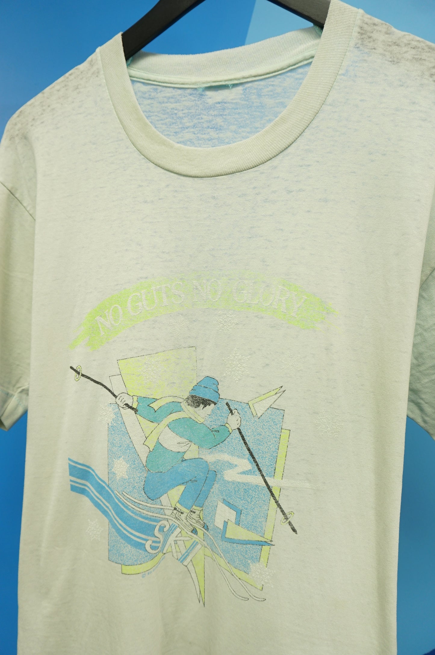 (M) 1989 No Guts No Glory Single Stitch Ski T-Shirt