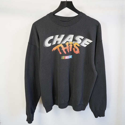 (XL) Vintage NASCAR Chase This Sweatshirt Black XL Racing 90s Hanes Activewear