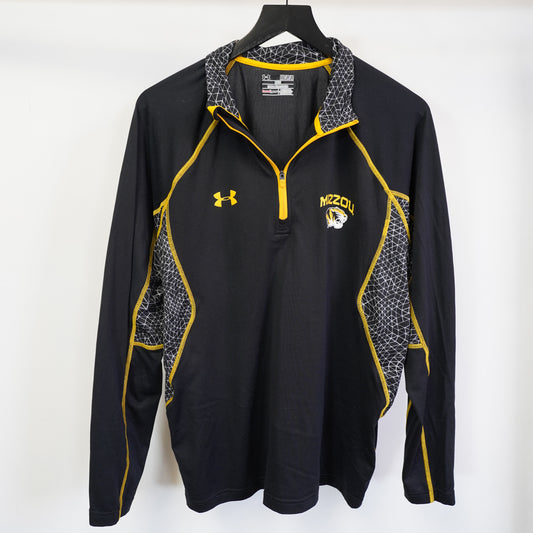 (M) Under Armour Missouri Tigers HeatGear 1/4 Zip Pullover Mens Medium Black Gold