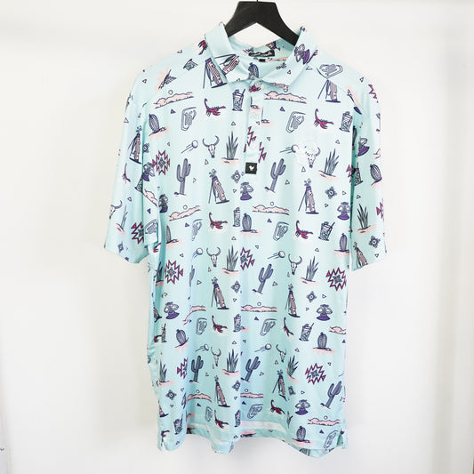 (XXL) Bad Birdie TPC Waste Management Open Western Rodeo Print Golf Polo Mens 2XL