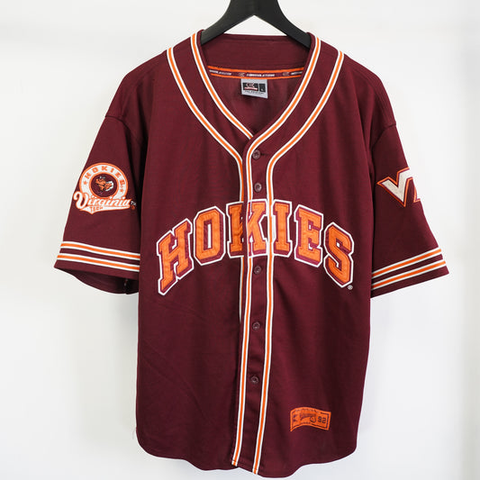 (L) Vintage Colosseum Virginia Tech Hokies Baseball Jersey Mens Large Maroon Orange