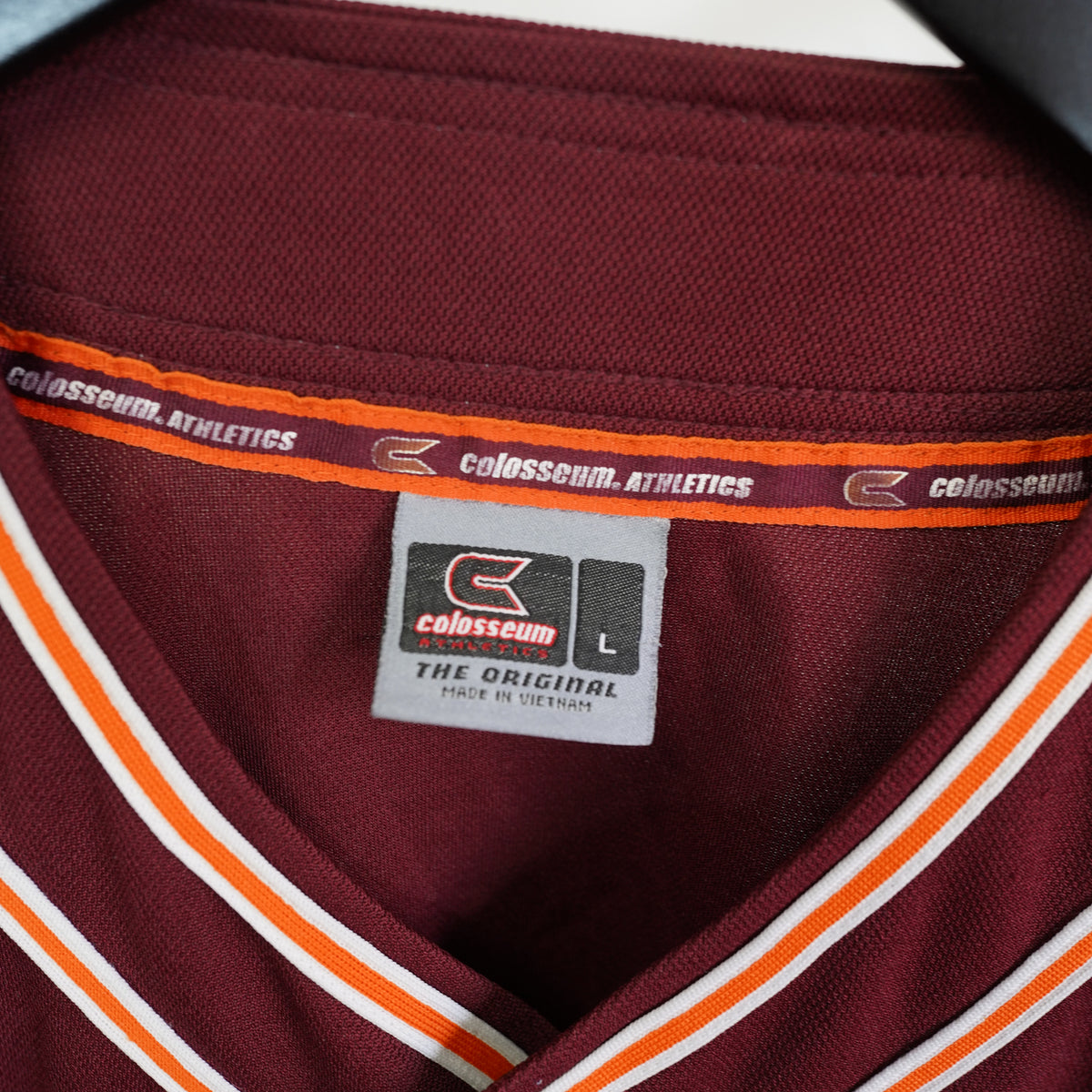 (L) Vintage Colosseum Virginia Tech Hokies Baseball Jersey Mens Large Maroon Orange