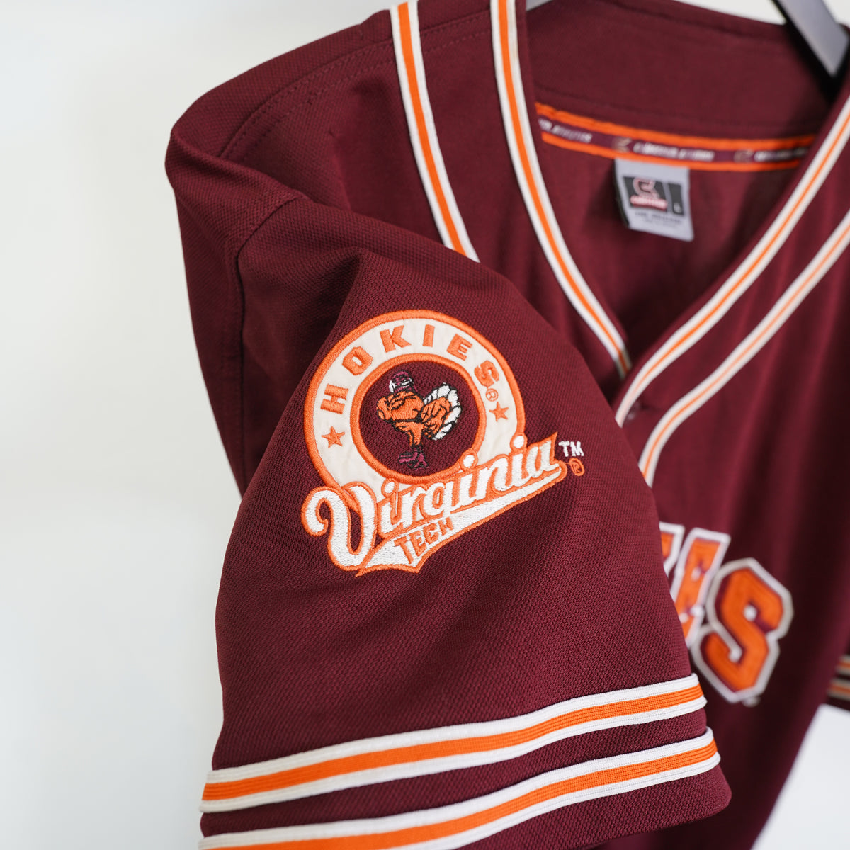 (L) Vintage Colosseum Virginia Tech Hokies Baseball Jersey Mens Large Maroon Orange