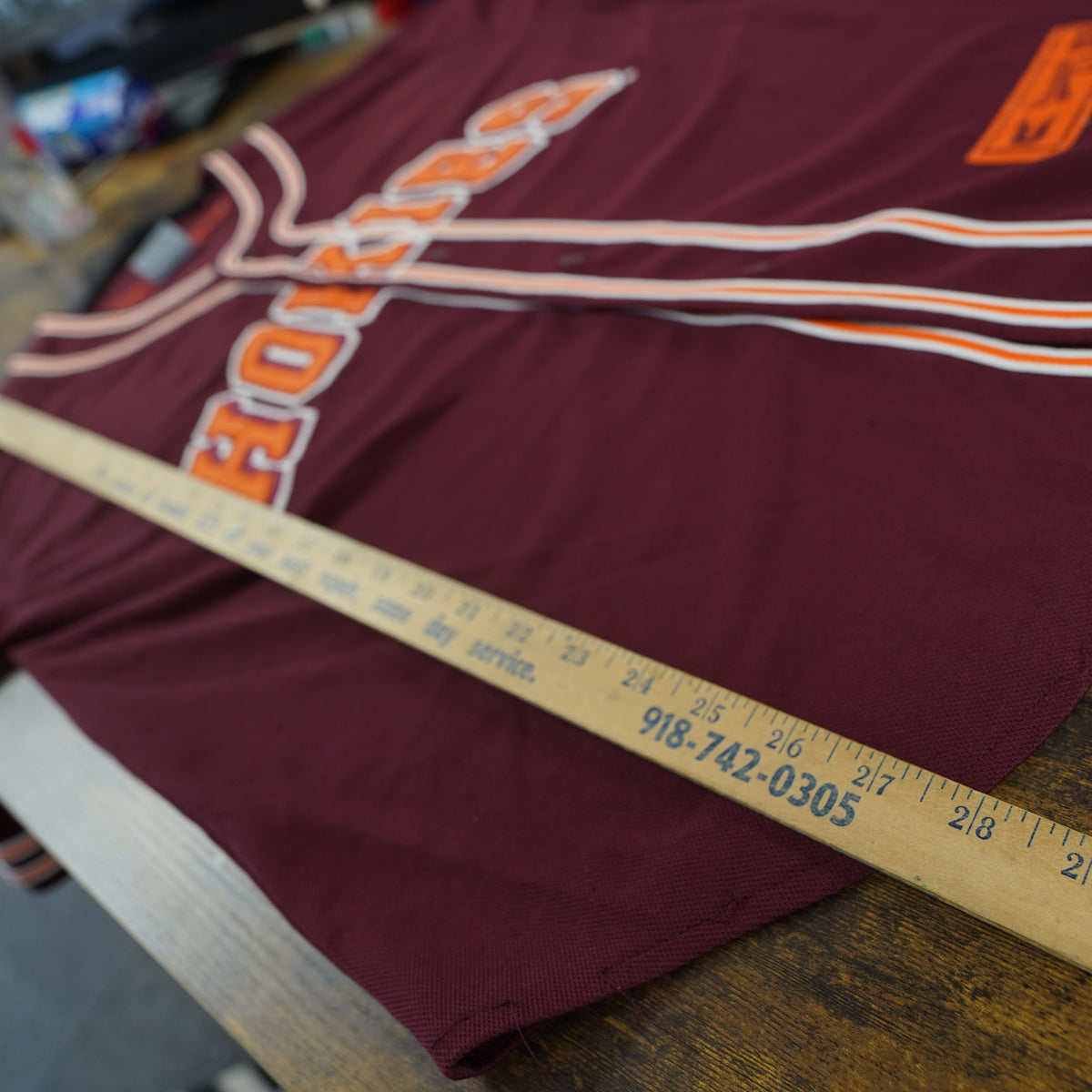 (L) Vintage Colosseum Virginia Tech Hokies Baseball Jersey Mens Large Maroon Orange