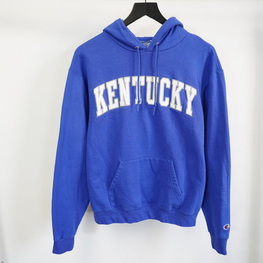 (M) Champion Kentucky Wildcats Hoodie Blue Stitched Spellout Pullover Mens Medium