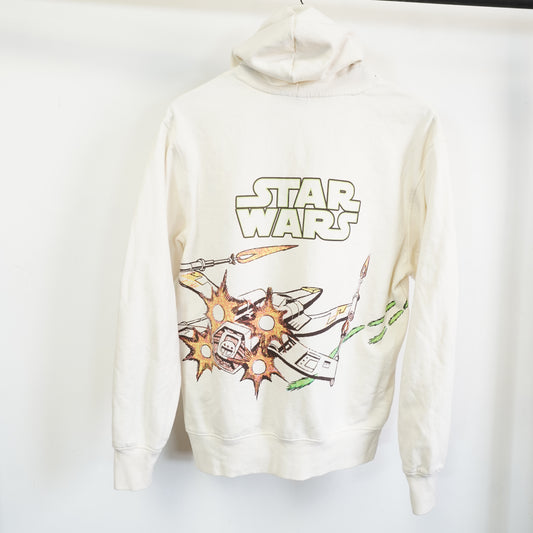 (M) Disney 100 Star Wars Hoodie Mens Med Cream TIE Fighter Millennium Falcon X-Wing