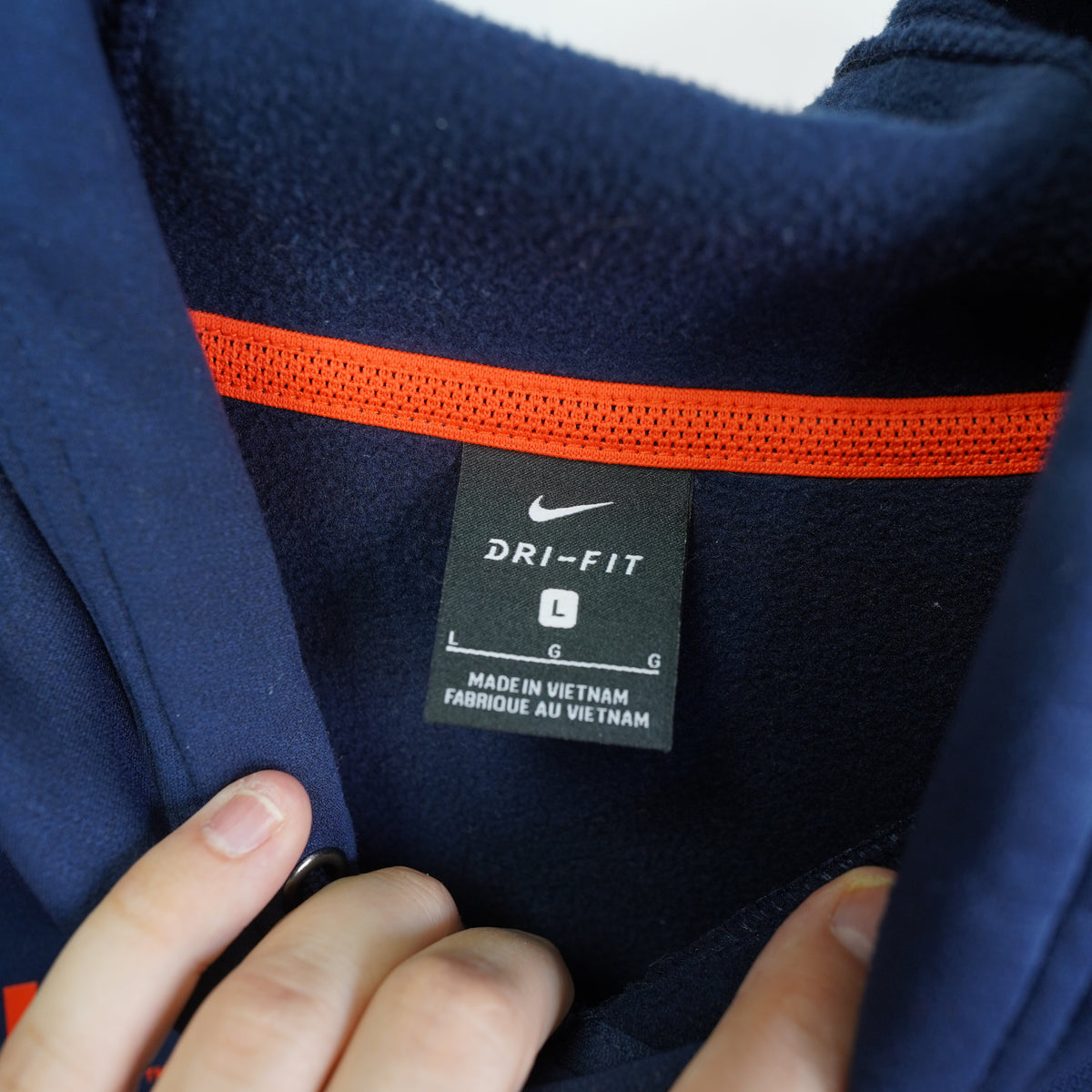 (L) Nike Illinois Fighting Illini Dri-FIT Hoodie Mens Large Navy Blue Orange 2000s
