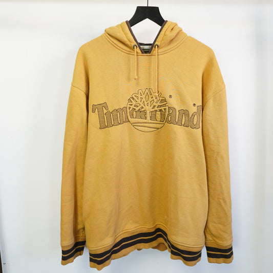 (L) Vintage Timberland Hoodie Y2K Hip Hop Sewn Logo Mustard Yellow Mens Large
