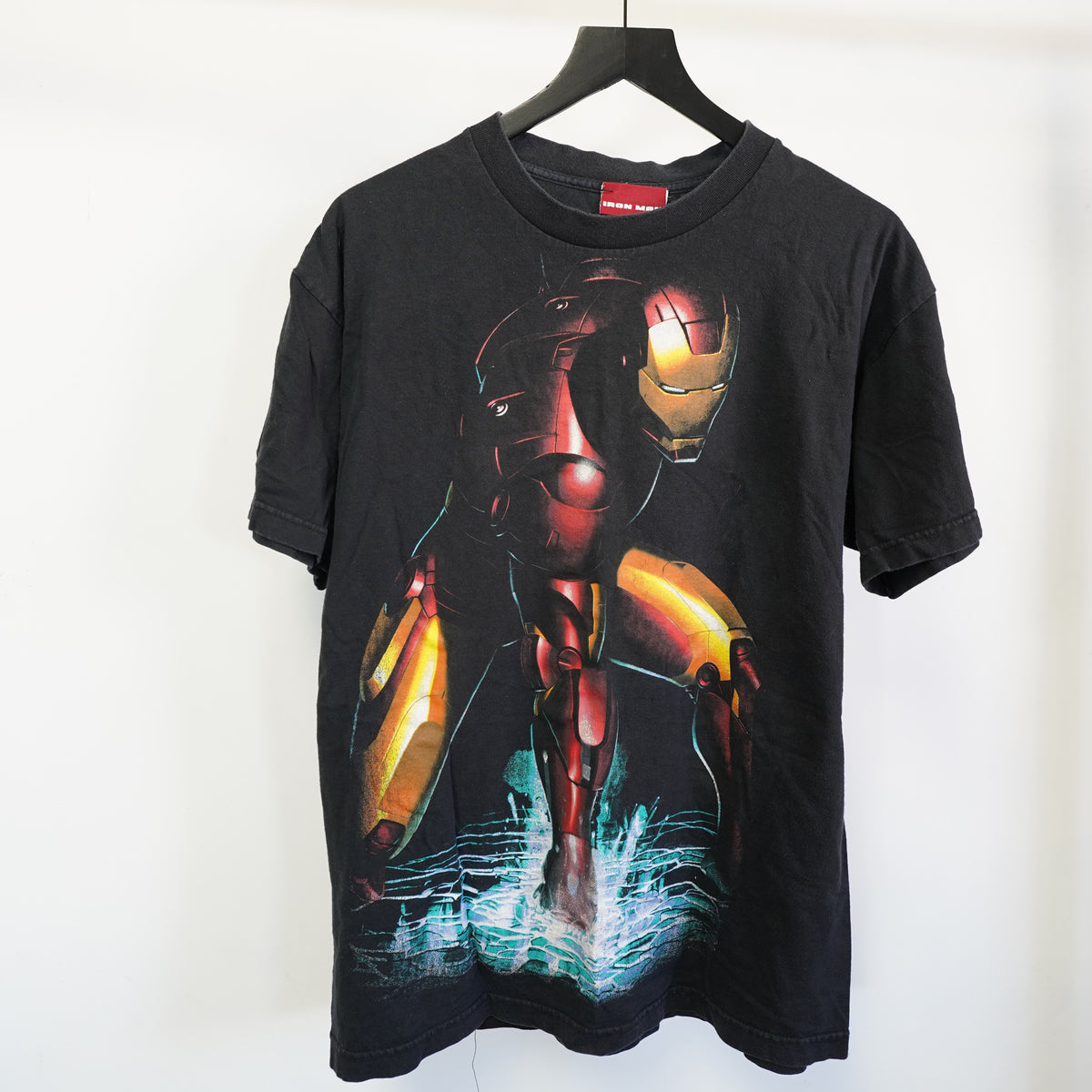 (L) Vintage 2008 Iron Man Marvel T-Shirt Mens Large Black Movie Promo Graphic Tee