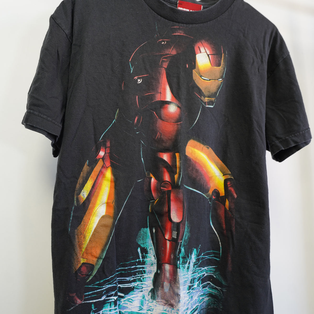 (L) Vintage 2008 Iron Man Marvel T-Shirt Mens Large Black Movie Promo Graphic Tee