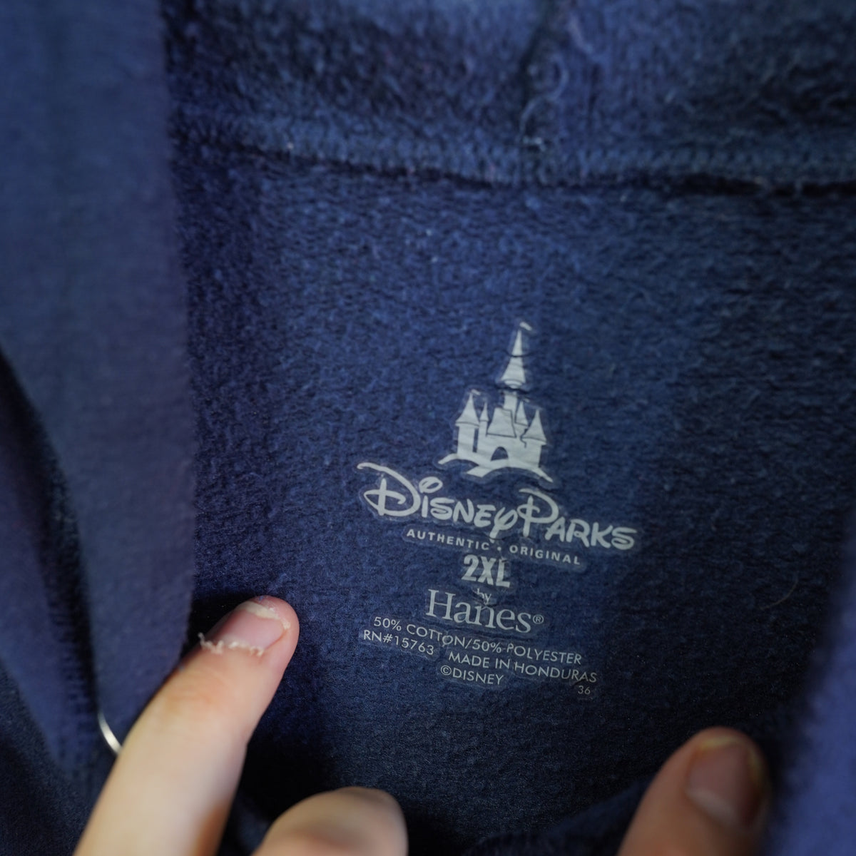 (XXL) Disney Parks Hanes Stitch Full Zip Hoodie Navy Blue Mens 2XL