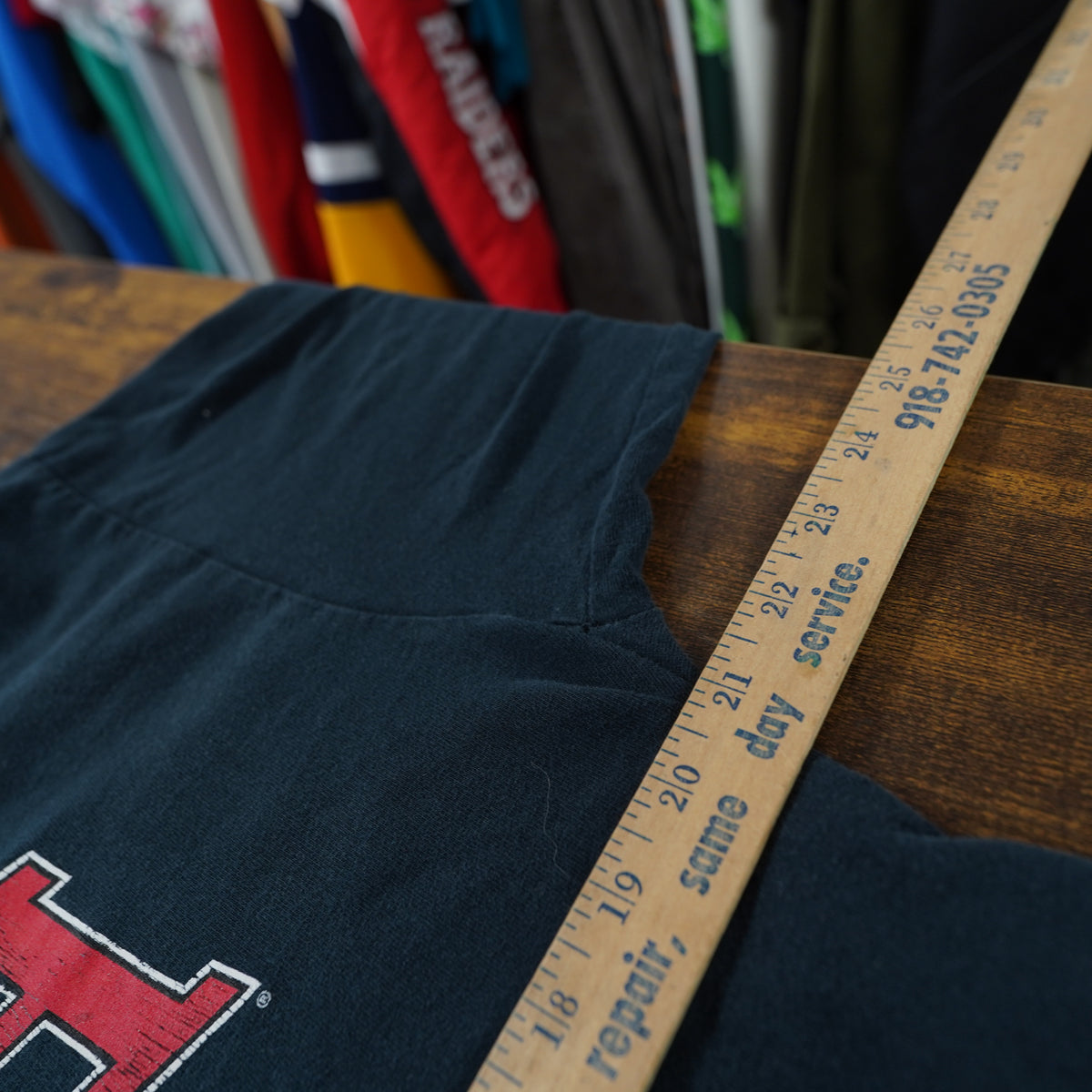 (L) Fanatics Utah Utes Mens L Long Sleeve T-Shirt Navy Blue Distressed Logo Size L