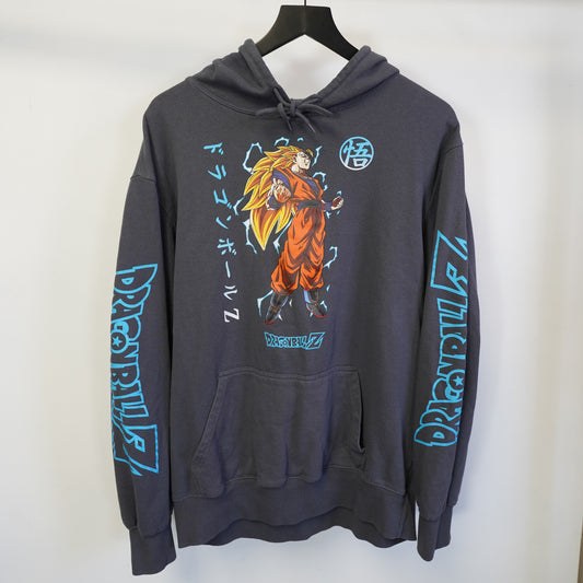 (XL) Dragon Ball Z Goku Super Saiyan 3 Graphic Hoodie Charcoal Gray XL