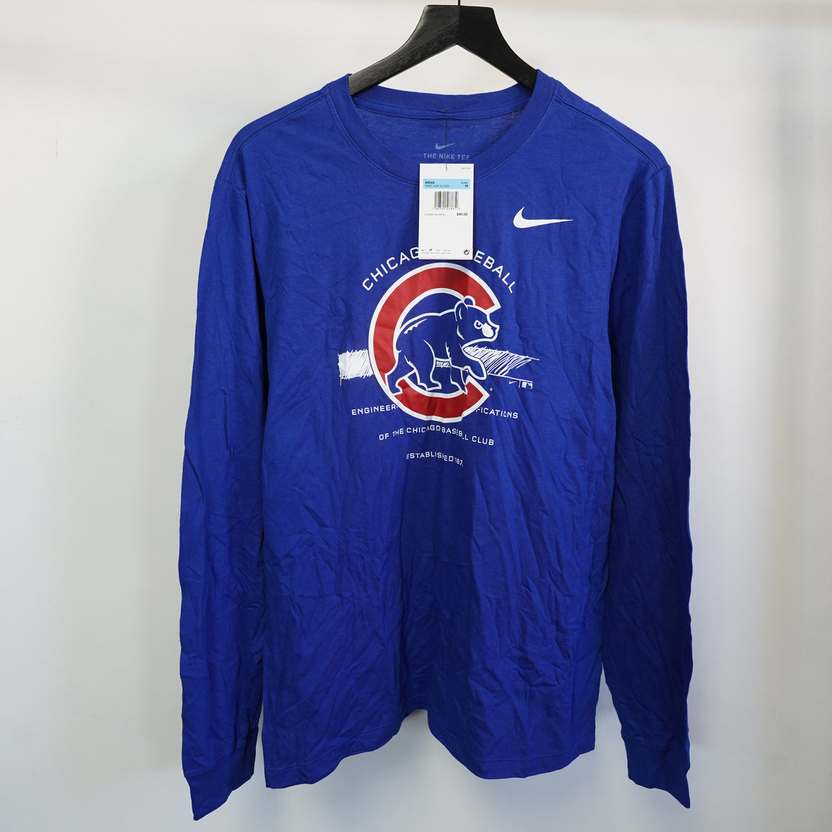 (M) NEW Nike Chicago Cubs Long Sleeve Graphic Tee Royal Blue Mens Medium