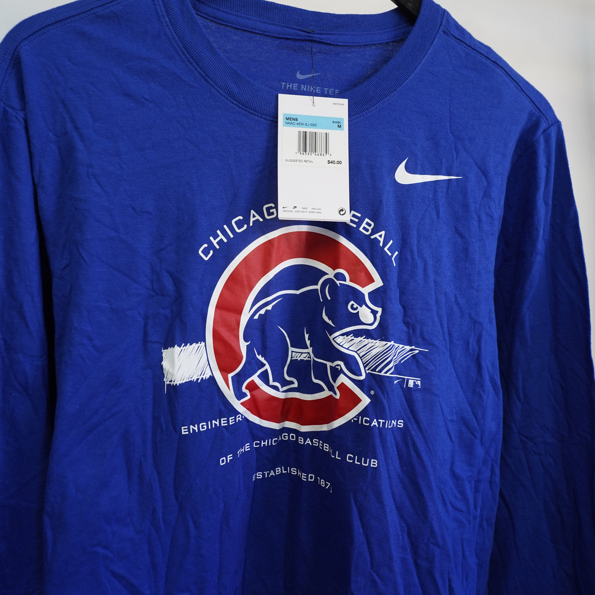 (M) NEW Nike Chicago Cubs Long Sleeve Graphic Tee Royal Blue Mens Medium