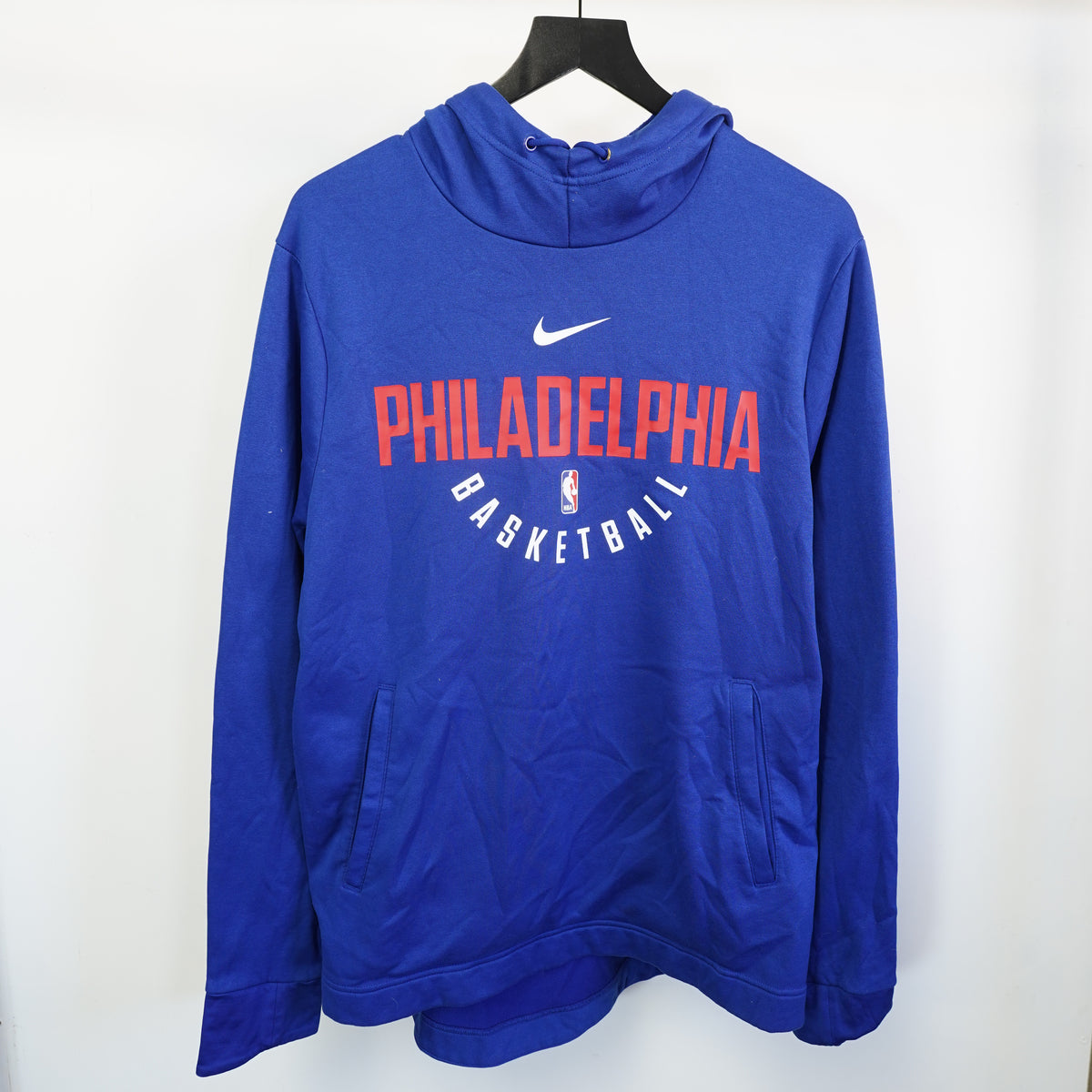 (L) Nike Philadelphia 76ers NBA Basketball Dri-FIT Hoodie Mens Large Blue Fleece