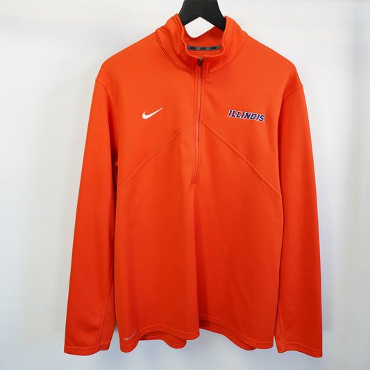 (XL) Nike Illinois Fighting Illini Mens XL Dri-FIT Orange Quarter Zip Pullover