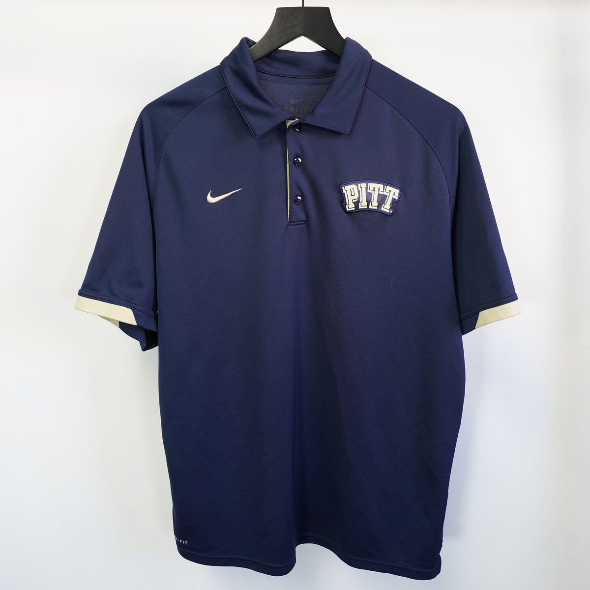 (L) Nike Pitt Panthers Dri-FIT Polo Shirt Mens Large Navy Blue University Pittsburgh