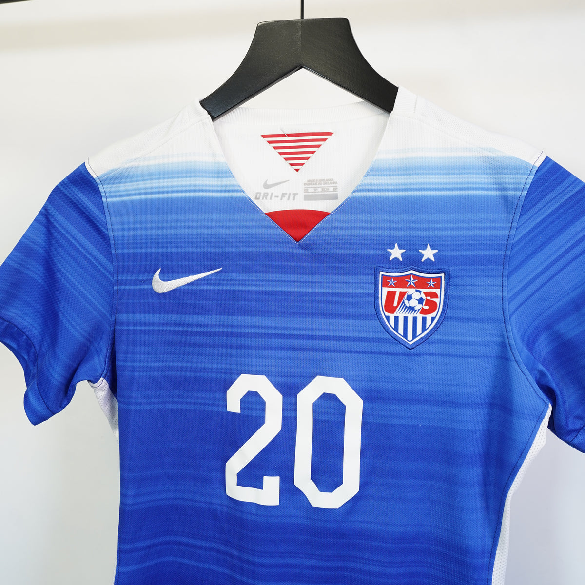 (Women's XS) Nike USWNT 2015 Away Jersey Wambach 20 Blue Gradient Soccer Shirt Womens XS
