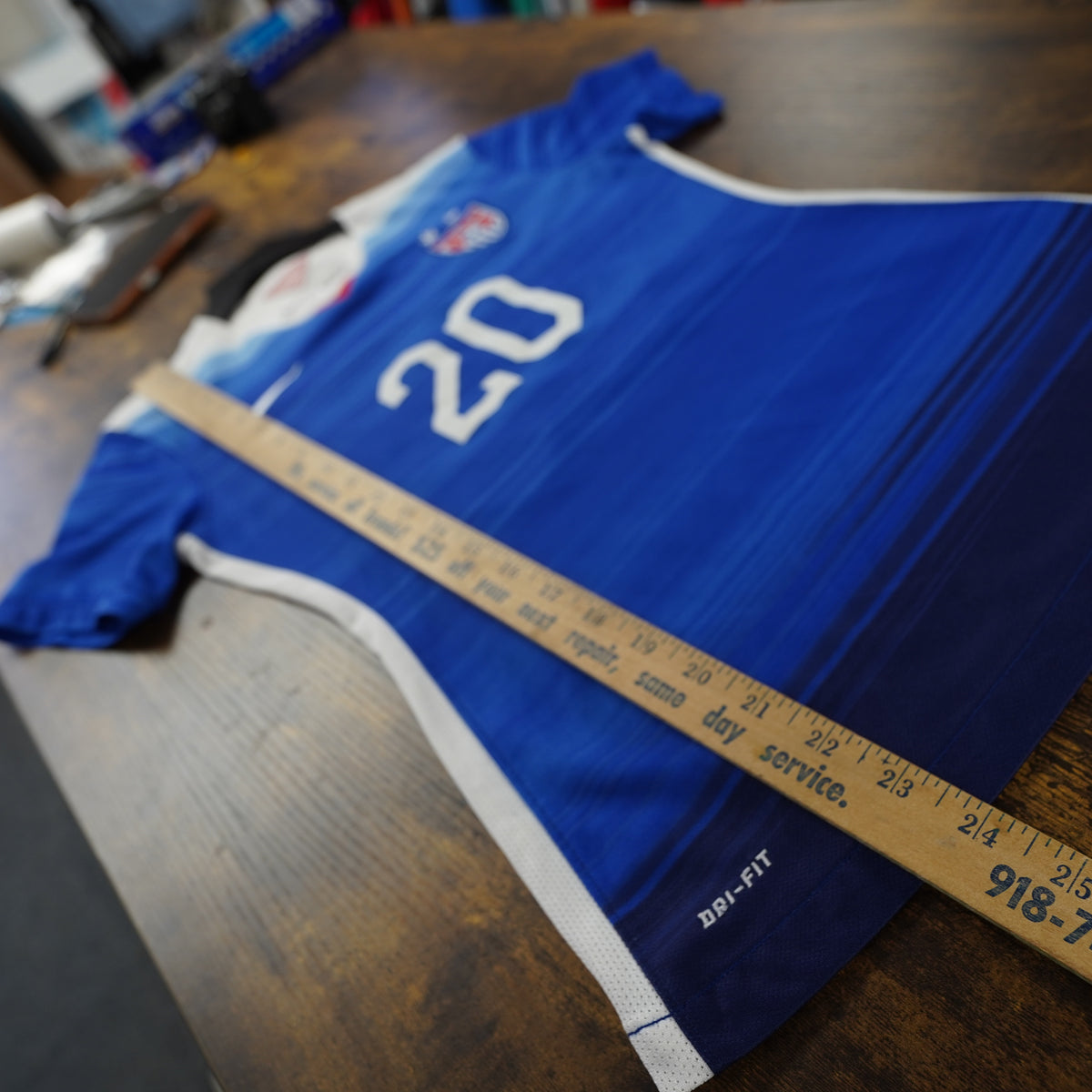 (Women's XS) Nike USWNT 2015 Away Jersey Wambach 20 Blue Gradient Soccer Shirt Womens XS