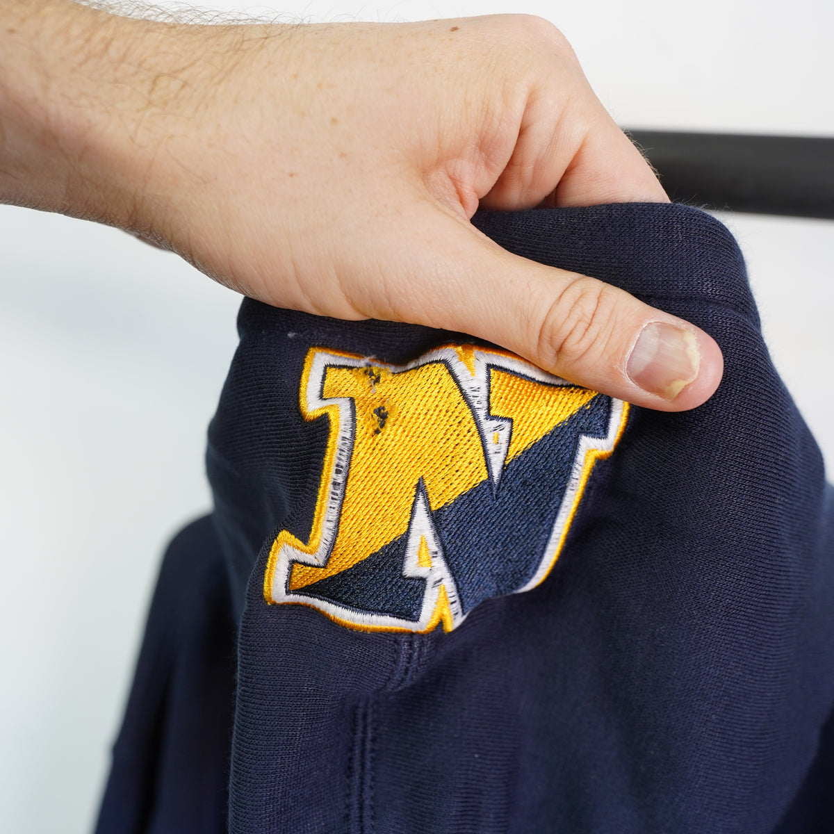 (L) Vtg Champion Navy 1775 Sea Warriors Embroidered Hoodie Navy Blue Mens L
