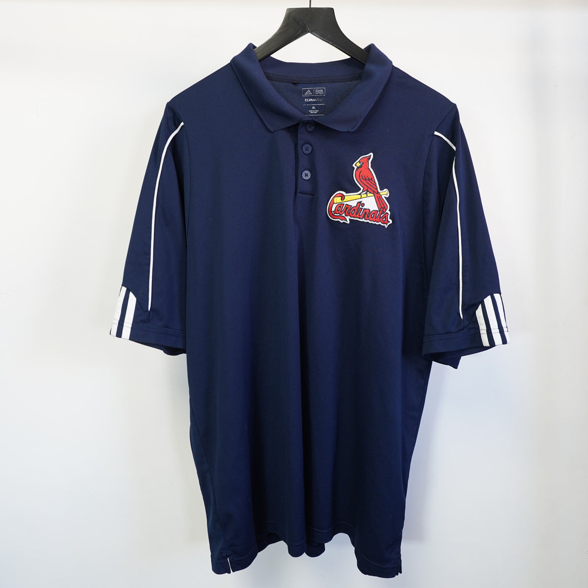 (XL) Adidas St Louis Cardinals Polo Shirt Mens XL Navy Blue Climalite MLB Stitched