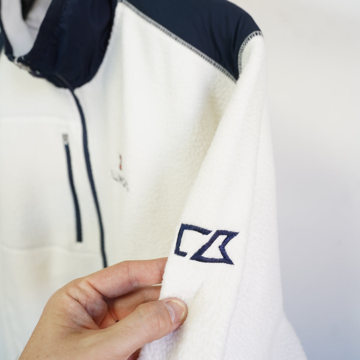 (XL) Cutter & Buck Illinois Fighting Illini Fleece Jacket Mens XL White Navy Full Zip