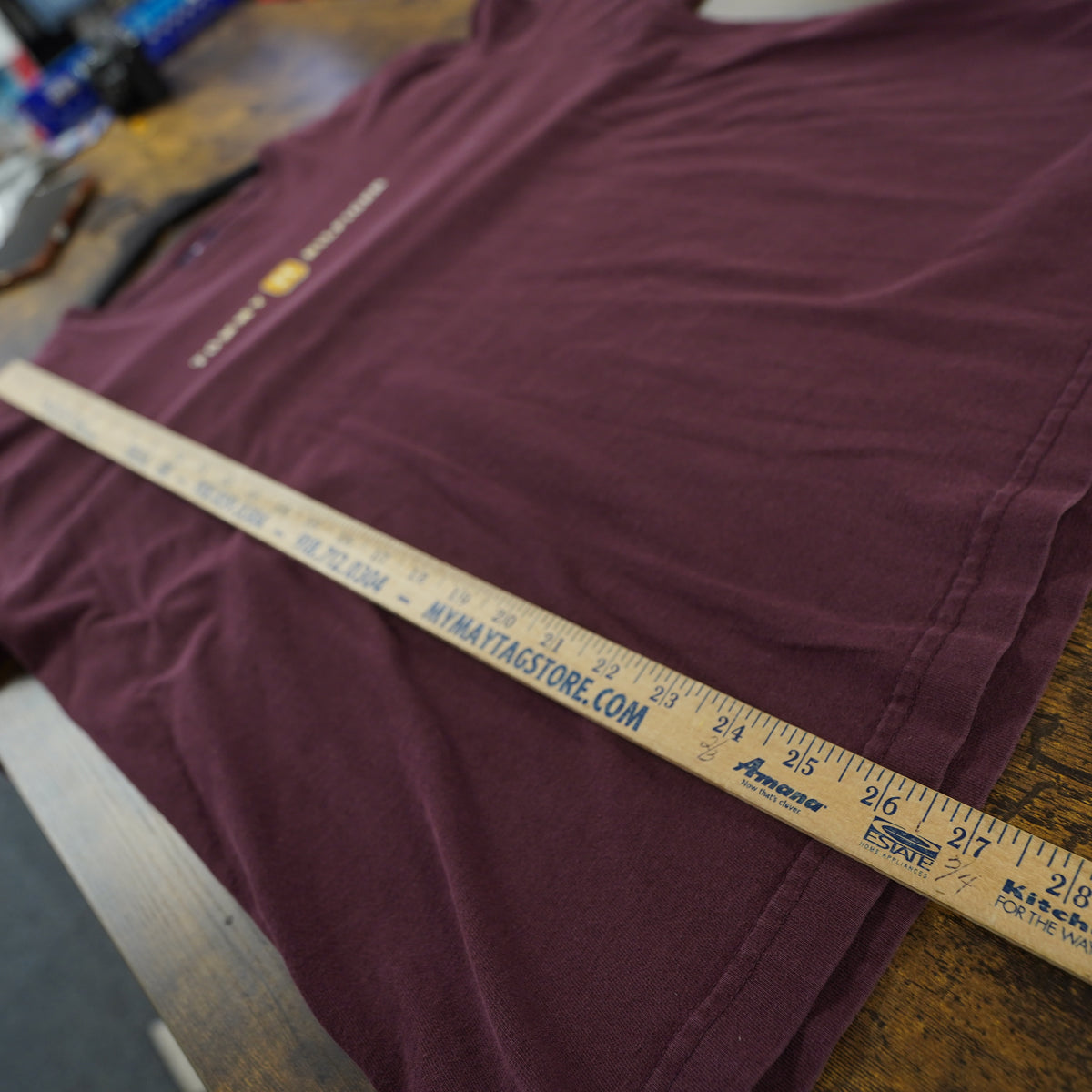 (L) Vintage 90s Tommy Hilfiger Long Sleeve T-Shirt Burgundy Maroon Spellout Mens L