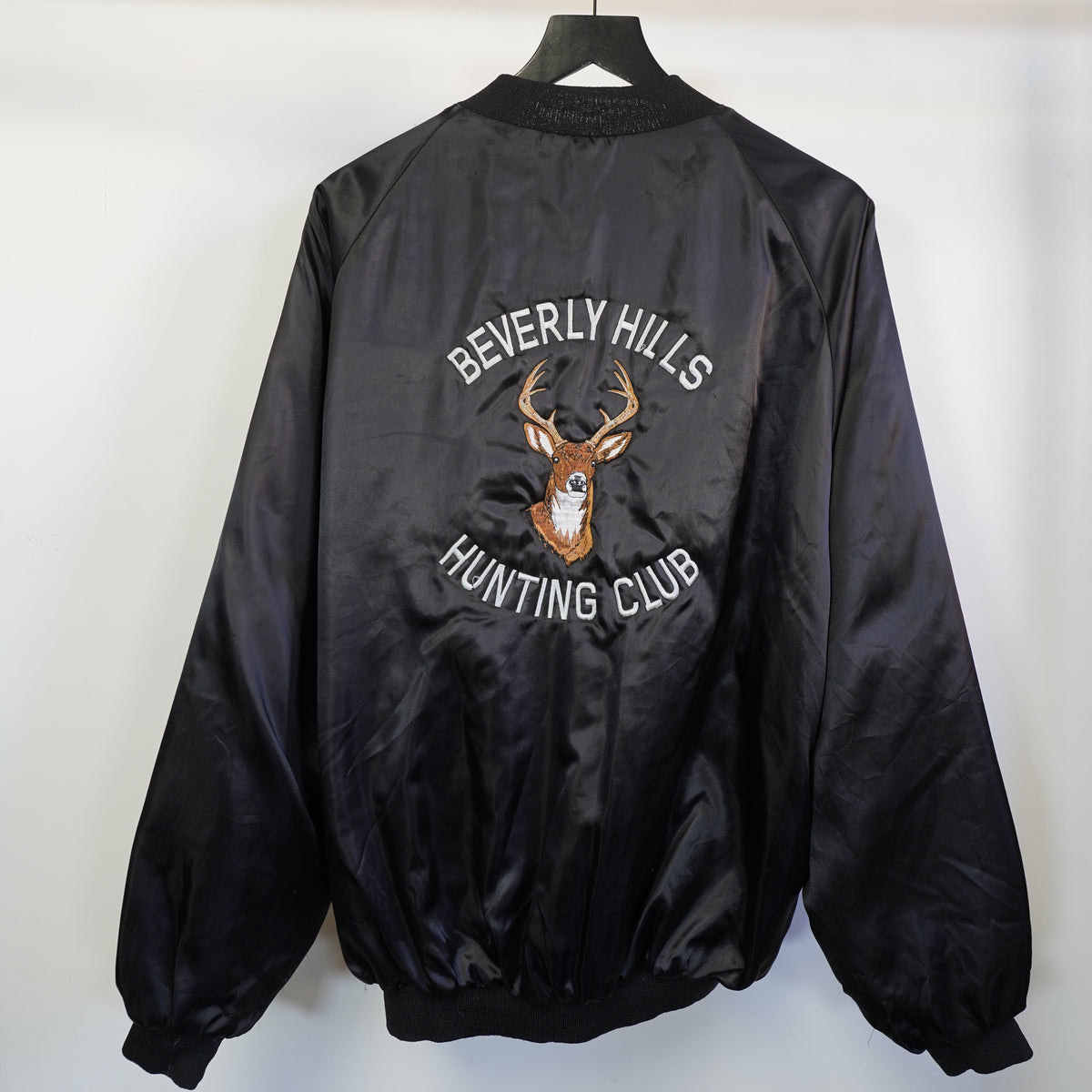 (3XL) Beverly Hills Hunting Club Westark USA Satin Bomber Jacket Black Embroidered 3XL