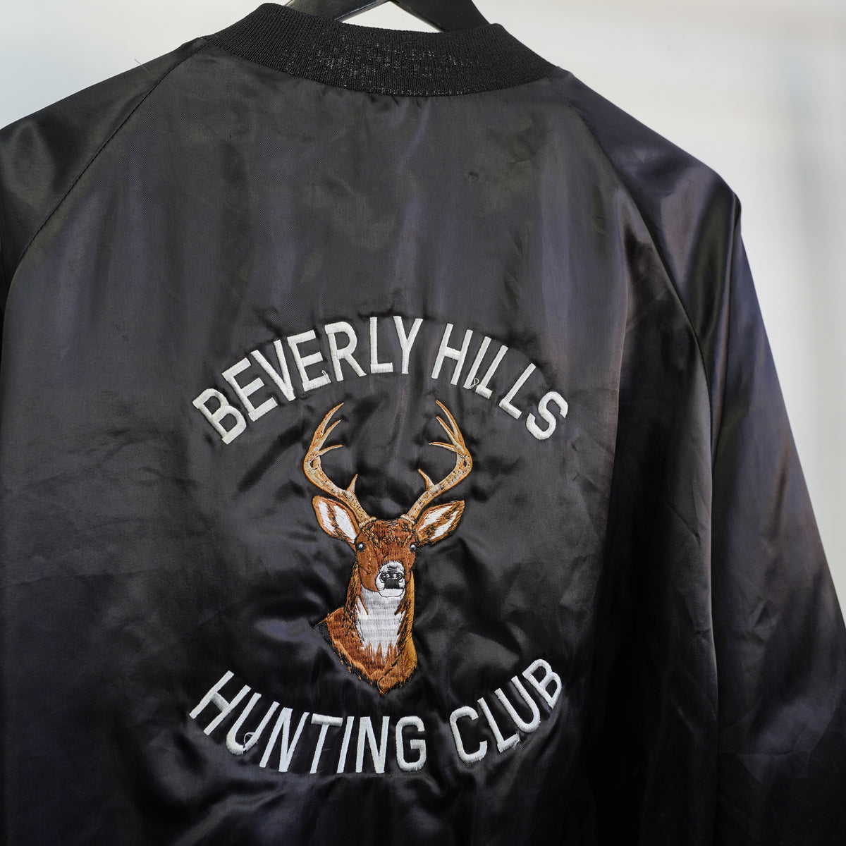 (3XL) Beverly Hills Hunting Club Westark USA Satin Bomber Jacket Black Embroidered 3XL