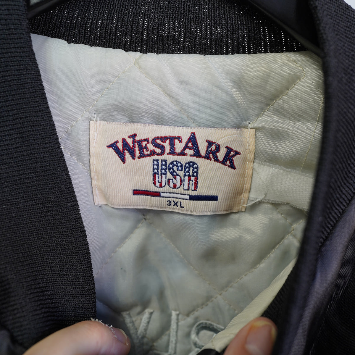(3XL) Beverly Hills Hunting Club Westark USA Satin Bomber Jacket Black Embroidered 3XL