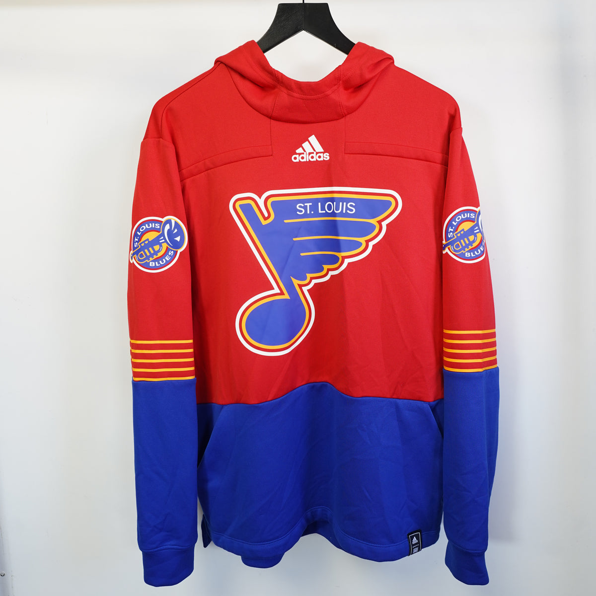 (L) Adidas NHL St. Louis Blues Reverse Retro Red Blue Hoodie Mens Large Pullover