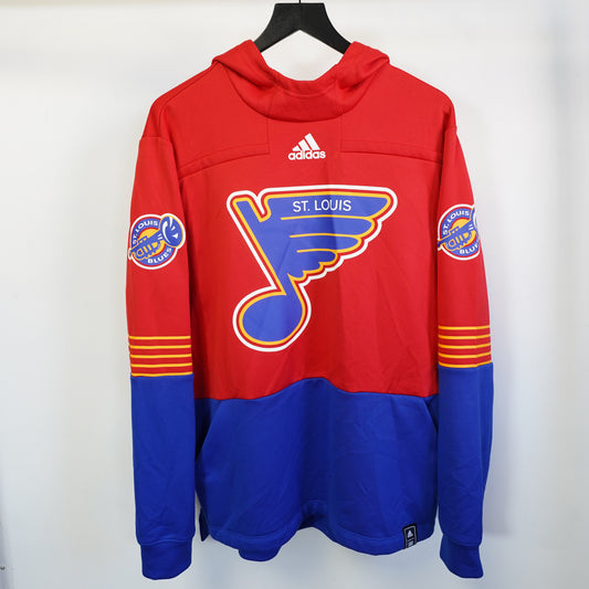 (L) Adidas NHL St. Louis Blues Reverse Retro Red Blue Hoodie Mens Large Pullover