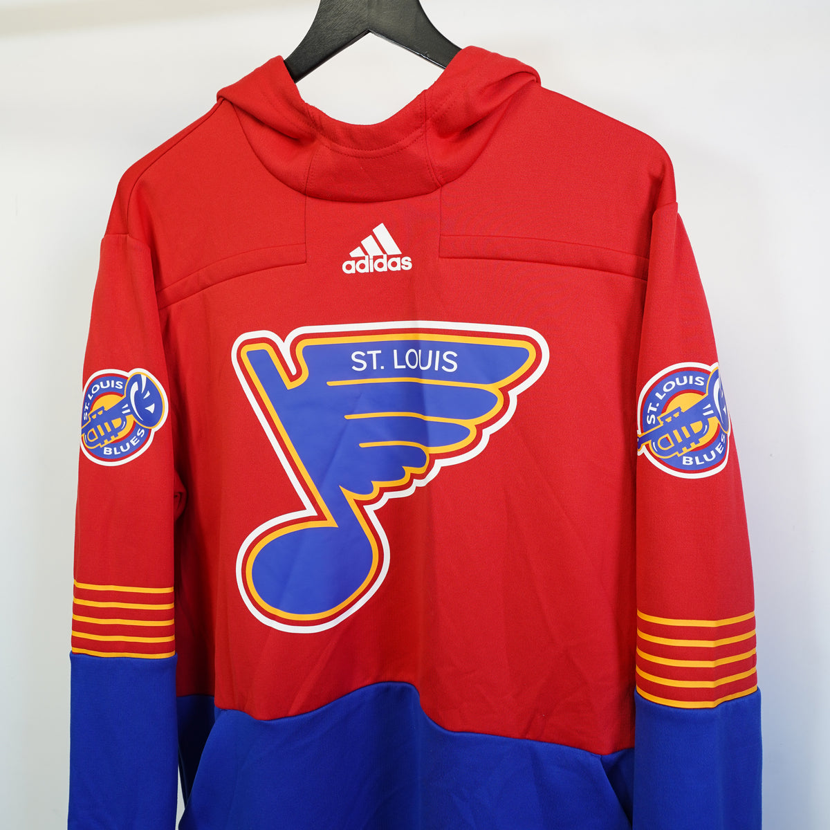 (L) Adidas NHL St. Louis Blues Reverse Retro Red Blue Hoodie Mens Large Pullover