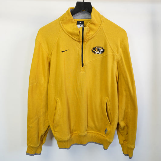 (S) Nike Mizzou Tigers Missouri Quarter Zip Sweatshirt Gold Mens Small Embroidered